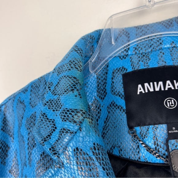 Annakiki Oversized Double Breasted Snake Skin Faux Leather Blazer - Picture 7 of 12